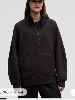 lululemon Scuba Oversized Black Funnel Neck Half-Zip Pullover Hoodie Size XS/S